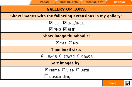 Images - Options tab